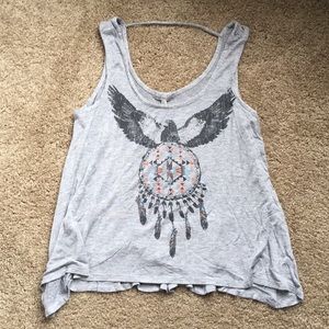 Tank top with hawk and dream catcher